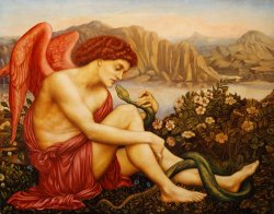Evelyn De Morgan Angel With Serpent painting