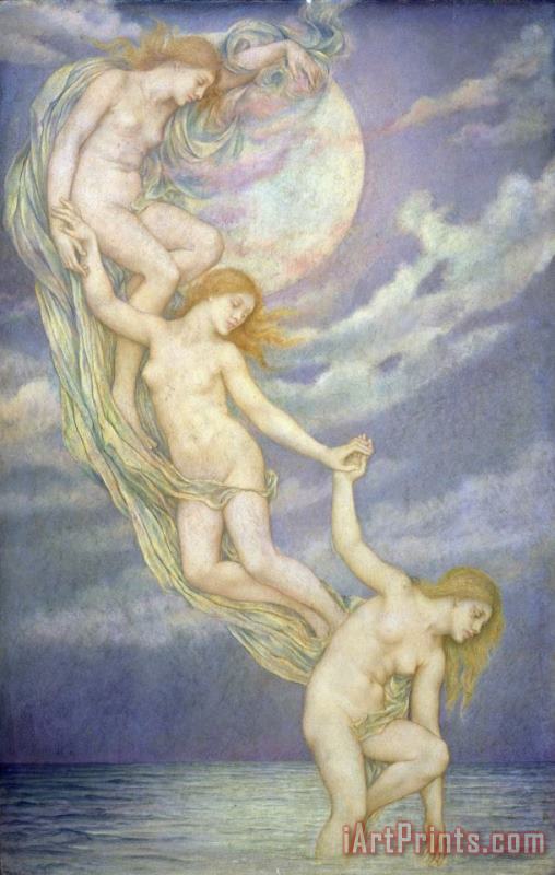 Moonbeams Dipping into the Sea painting - Evelyn De Morgan Moonbeams Dipping into the Sea Art Print