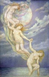 Evelyn De Morgan Moonbeams Dipping into the Sea painting
