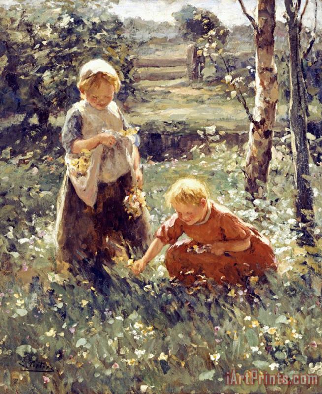 Children in a Field painting - Evert Pieters Children in a Field Art Print
