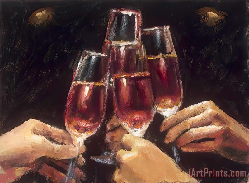 A Toast with Rose, 2020 painting - Fabian Perez A Toast with Rose, 2020 Art Print