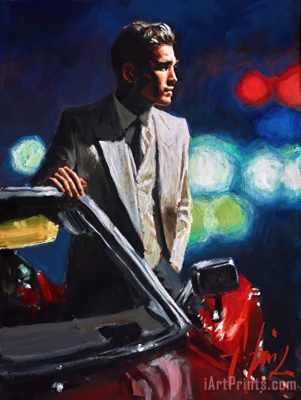 Fabian Perez Jimmy with Red Cadillac Art Painting