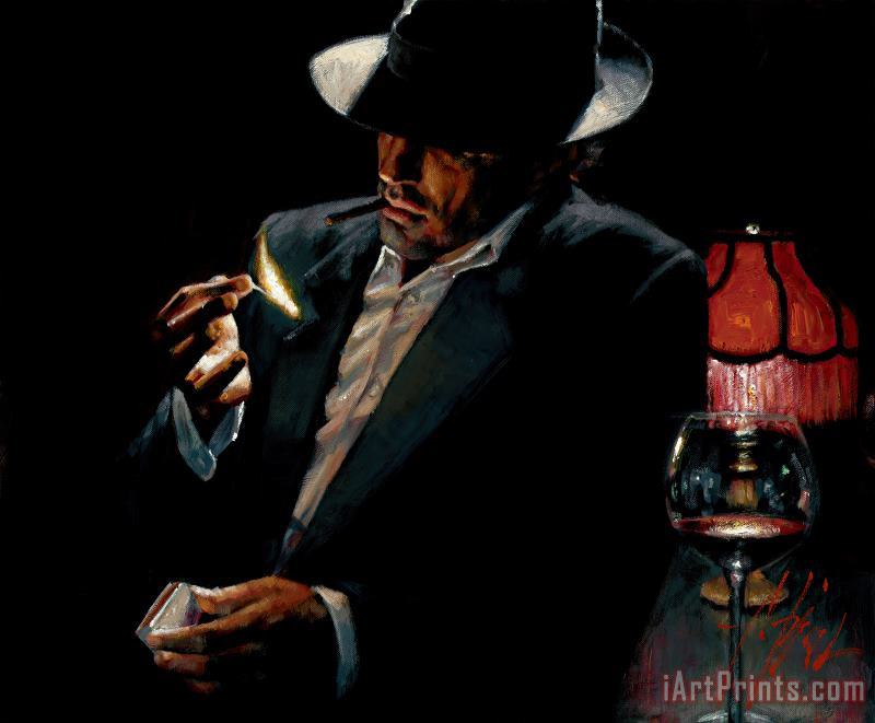 Fabian Perez Man Lighting Cigarette II Art Painting