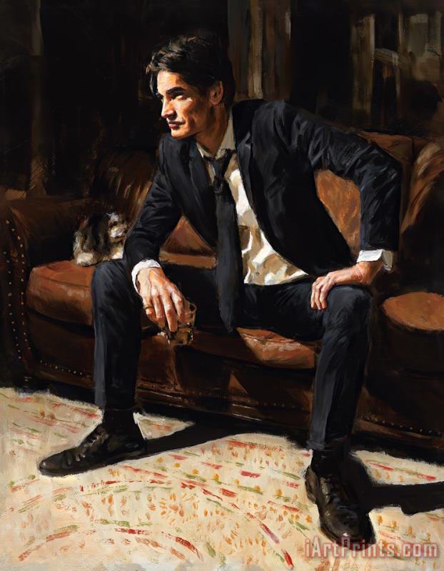 Fabian Perez Man on The Couch, 2021 Art Painting