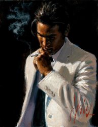 Fabian Perez Man Lighting a Cigarette III Art Print for sale