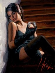 Fabian Perez Saba on The Stairs White Wall painting