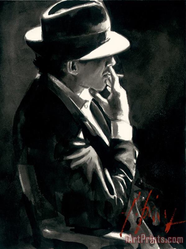Smoking Under The Light painting - Fabian Perez Smoking Under The Light Art Print