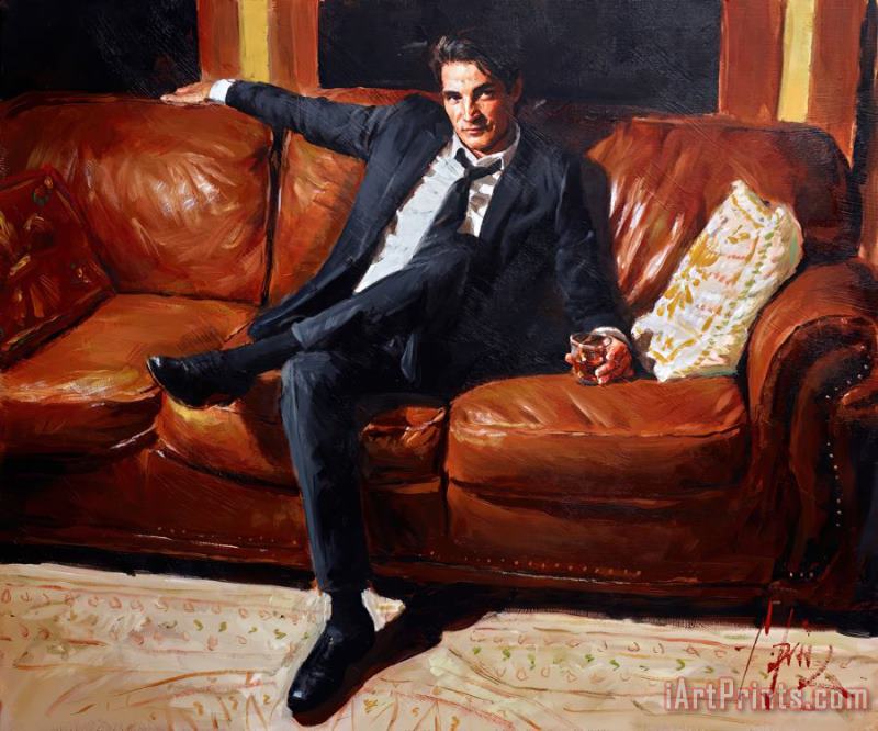 Fabian Perez Whiskey on The Couch Art Print