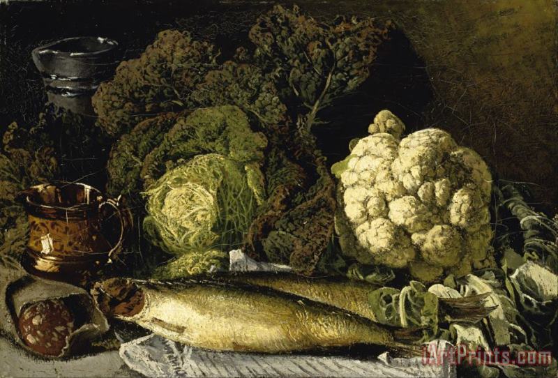 Fanny Churberg Still Life with Vegetables And Fish Art Print