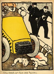 Felix Edouard Vallotton A police car runs over a little girl painting