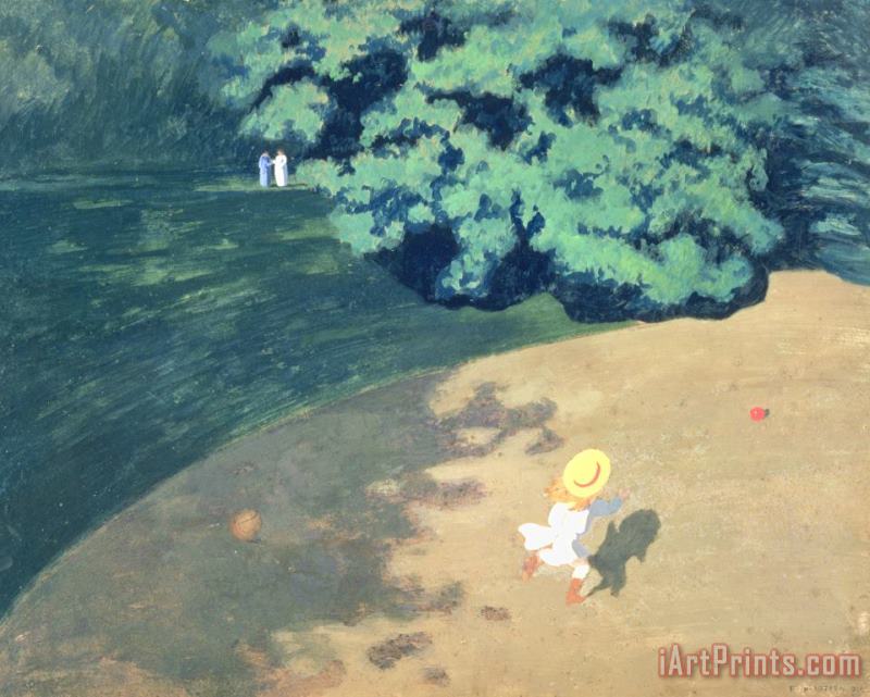 Felix Edouard Vallotton The Balloon or Corner of a Park with a Child Playing with a Balloon Art Painting