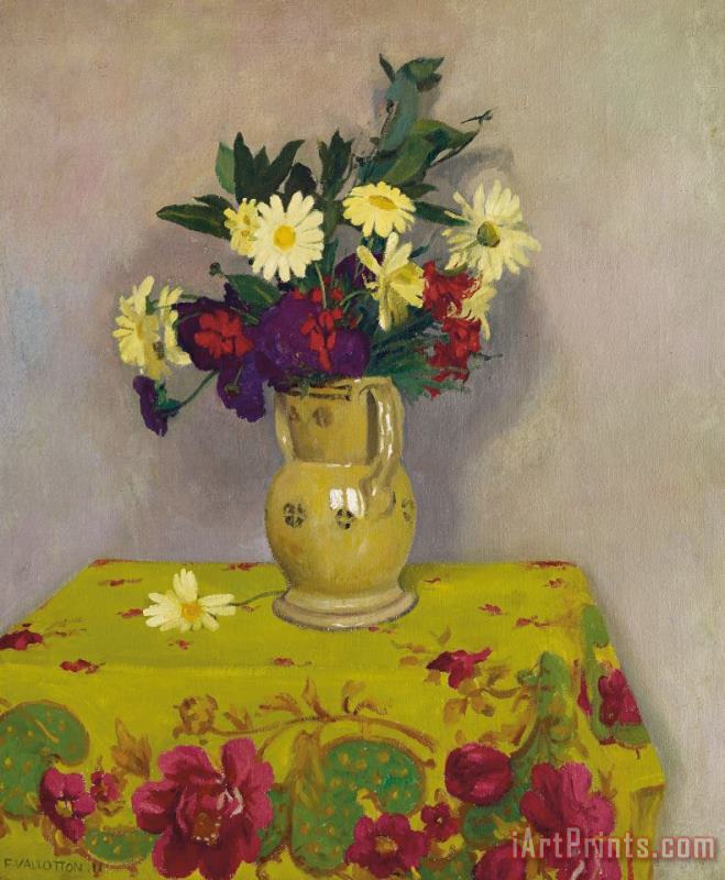 Yellow Daisies And Various Flowers painting - Felix Edouard Vallotton Yellow Daisies And Various Flowers Art Print