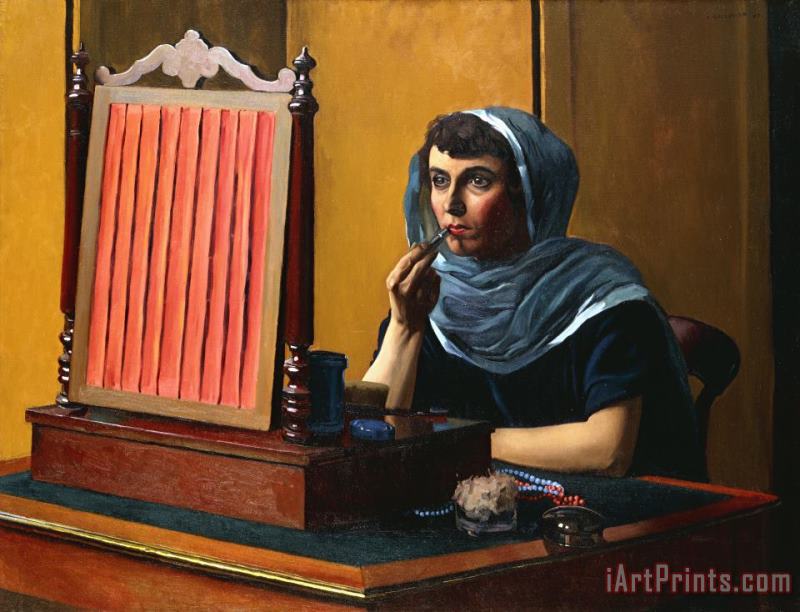 Young Woman Putting On Lipstick painting - Felix Edouard Vallotton Young Woman Putting On Lipstick Art Print