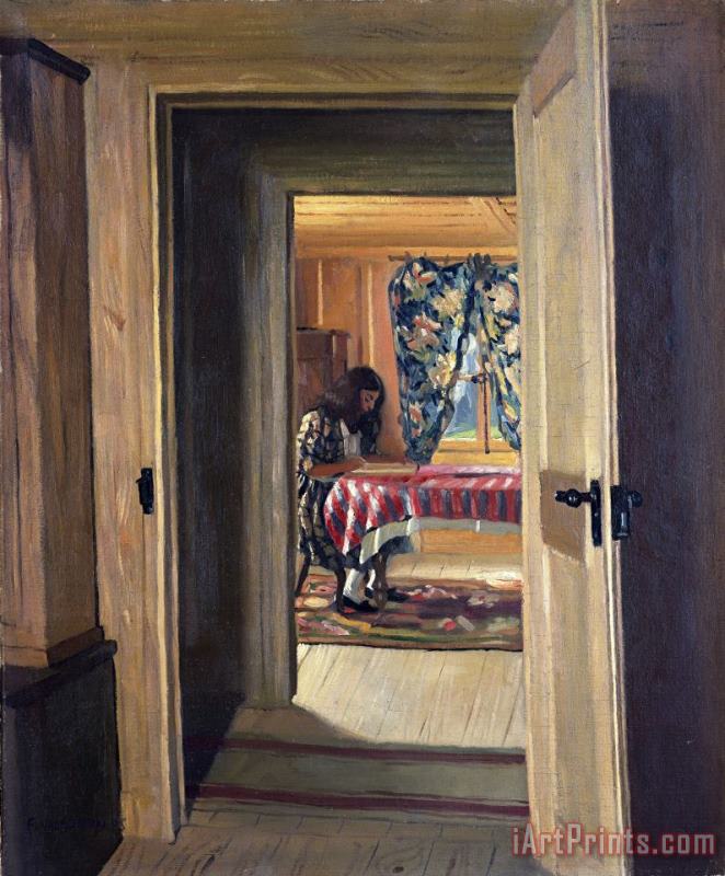 Felix Vallotton Interior with a Young Girl Writing Art Painting
