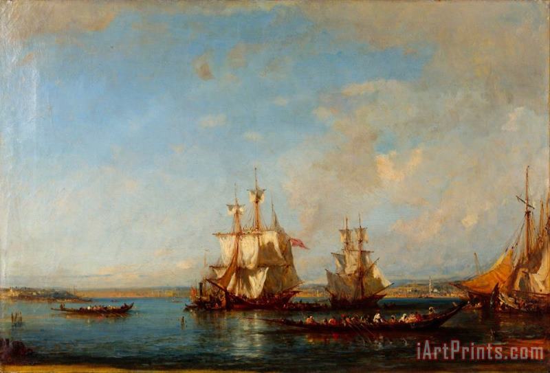 Felix Ziem Caiques And Sailboats at The Bosphorus Art Painting
