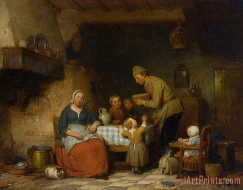 Ferdinand De Braekeleer A Peasant Family Gathered Around The Kitchen Table Art Painting