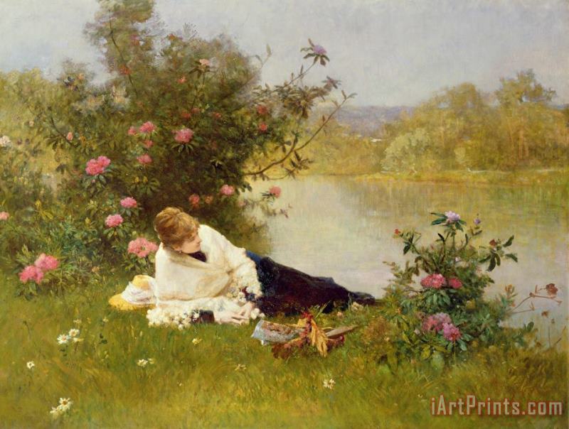 Ferdinand Heilbuth Woman on a River Bank Art Print