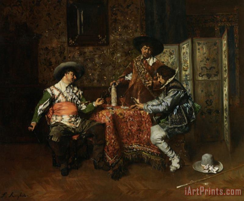 A Game of Cards painting - Ferdinand Roybet A Game of Cards Art Print