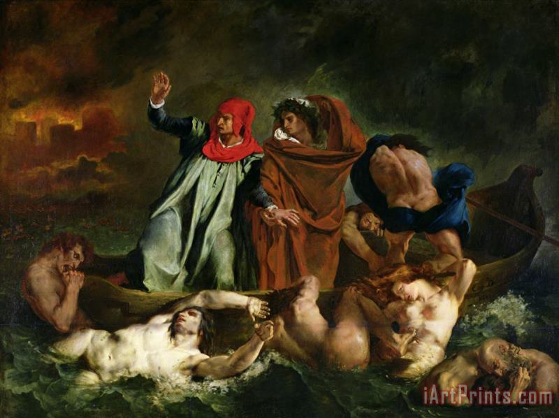 Ferdinand Victor Eugene Delacroix Dante and Virgil in the Underworld Art Painting