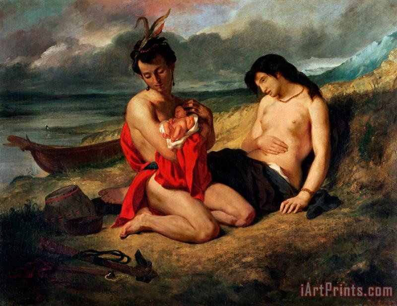 The Natchez painting - Ferdinand Victor Eugene Delacroix The Natchez Art Print