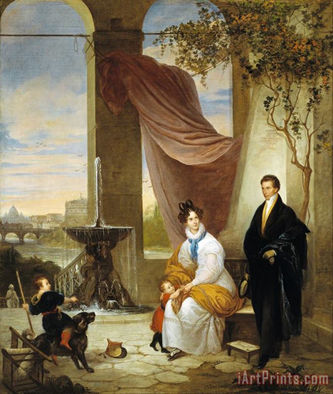 Charles Izard Manigault And His Family in Rome painting - Ferdinando Cavalleri Charles Izard Manigault And His Family in Rome Art Print