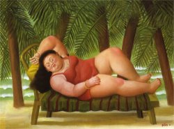 fernando botero Bather on The Beach painting