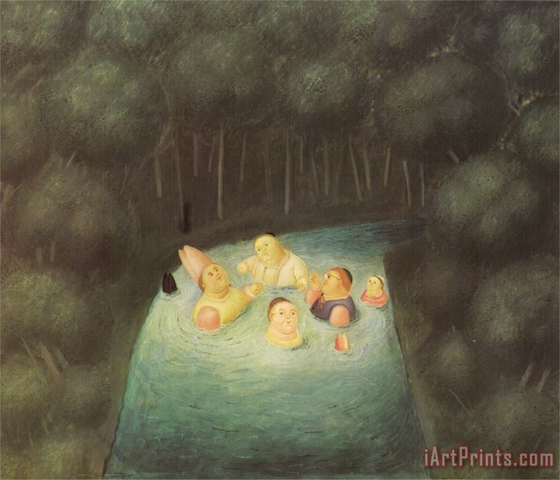 Bathing Bishops in a River painting - fernando botero Bathing Bishops in a River Art Print