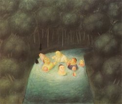 fernando botero Bathing Bishops in a River painting