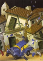 fernando botero Car Bomb painting