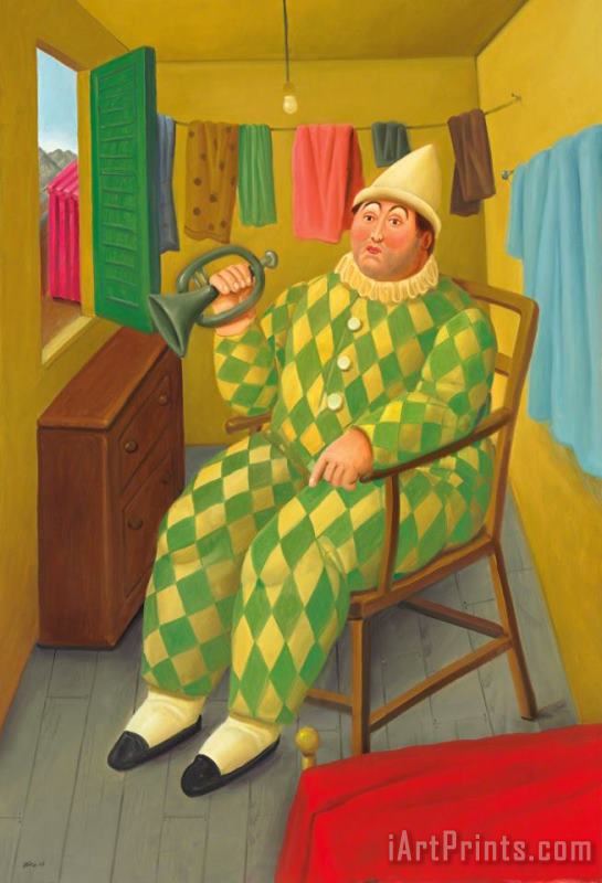 Clown in His Trailer, 2007 painting - Fernando Botero Clown in His Trailer, 2007 Art Print