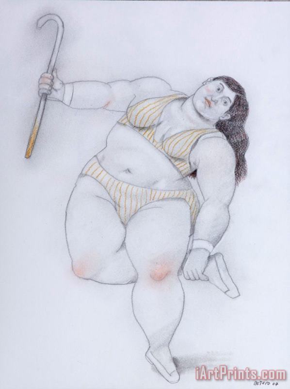 Dancer with a Cane, 2007 painting - Fernando Botero Dancer with a Cane, 2007 Art Print