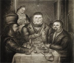 fernando botero Dinner with Ingres And Piero Della Francesca painting