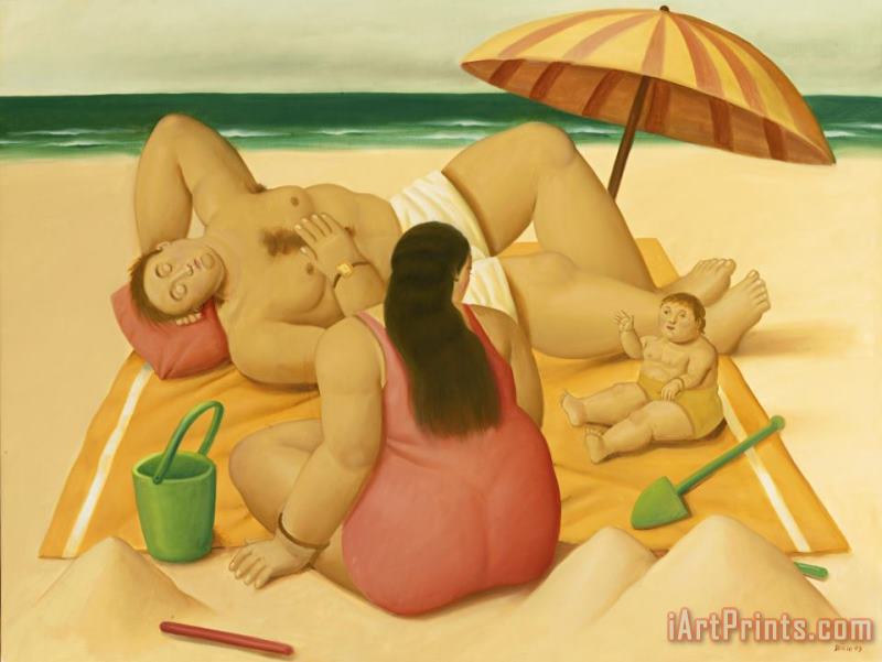 Family on a Beach, 2009 painting - Fernando Botero Family on a Beach, 2009 Art Print