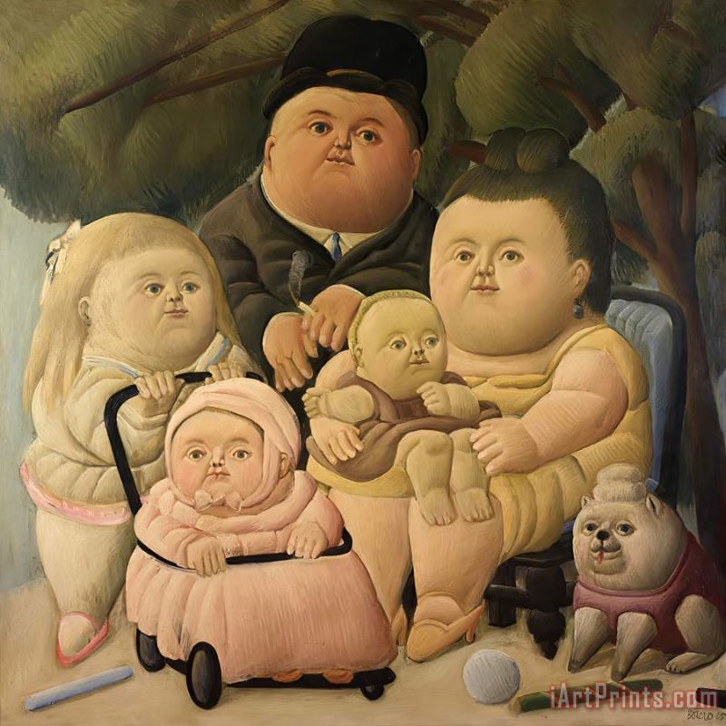 Family V painting - Fernando Botero Family V Art Print