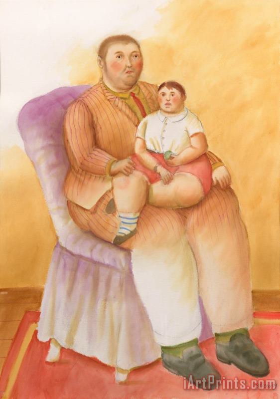 Father And Son, 2009 painting - Fernando Botero Father And Son, 2009 Art Print