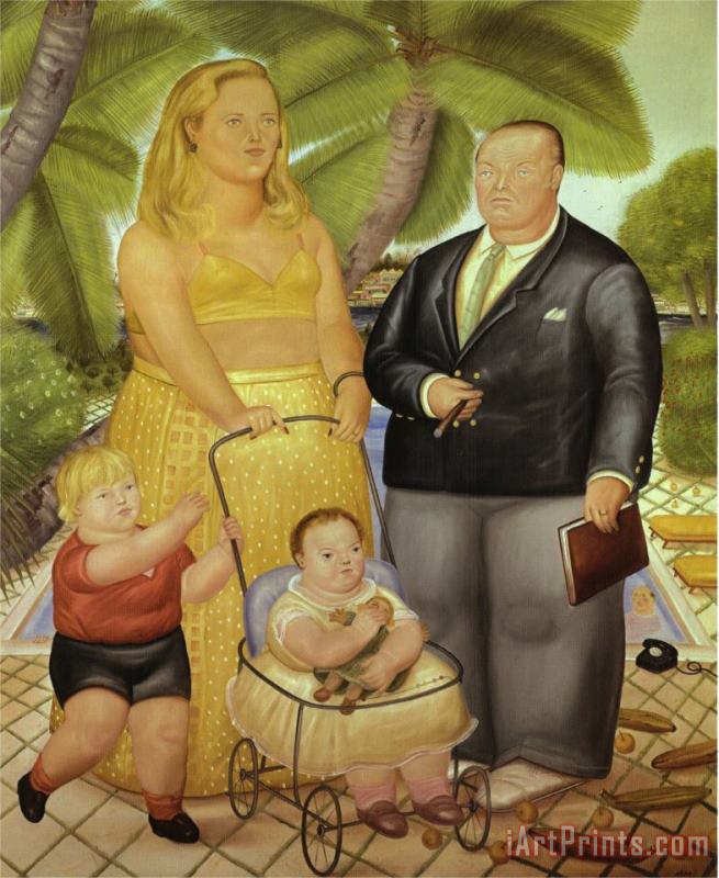 Frank Lloyd And His Family in Paradise Island painting - fernando botero Frank Lloyd And His Family in Paradise Island Art Print