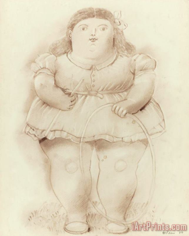Fernando Botero Girl with Hoop, 1980 Art Print