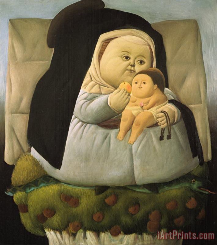 Madonna with Child painting - fernando botero Madonna with Child Art Print