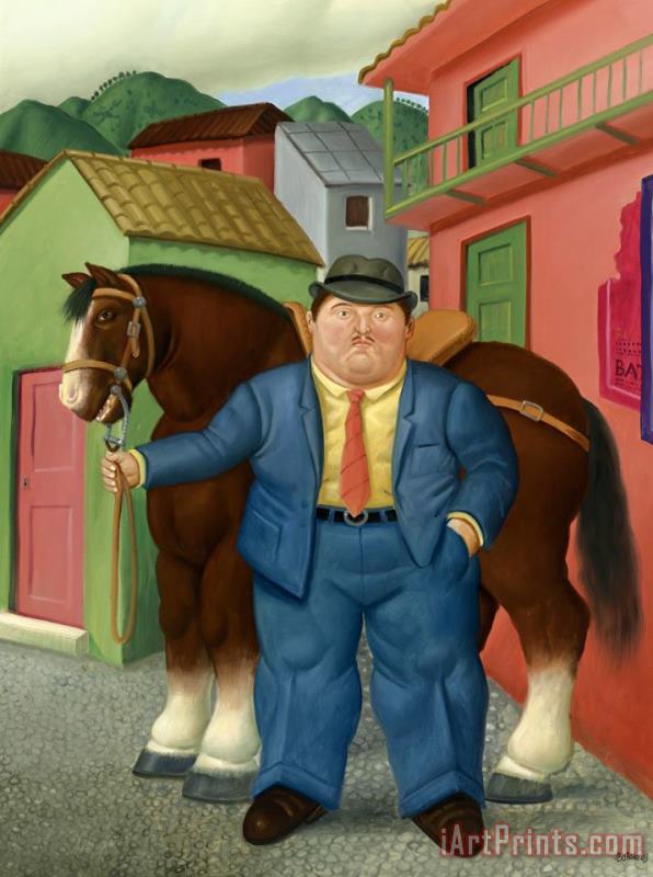 Fernando Botero Man And a Horse, 2003 Art Painting
