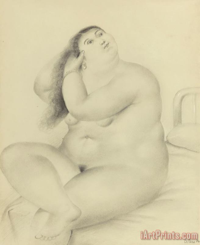 Mujer Peinandose, 1976 painting - Fernando Botero Mujer Peinandose, 1976 Art Print