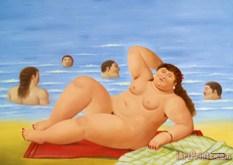 Fernando Botero Nude on The Beach, 2000 Art Painting