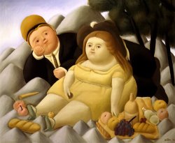 Fernando Botero Picnic in The Mountains painting