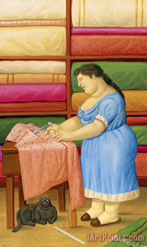 Fernando Botero The Seamstress (la Costurera), 2005 Art Painting