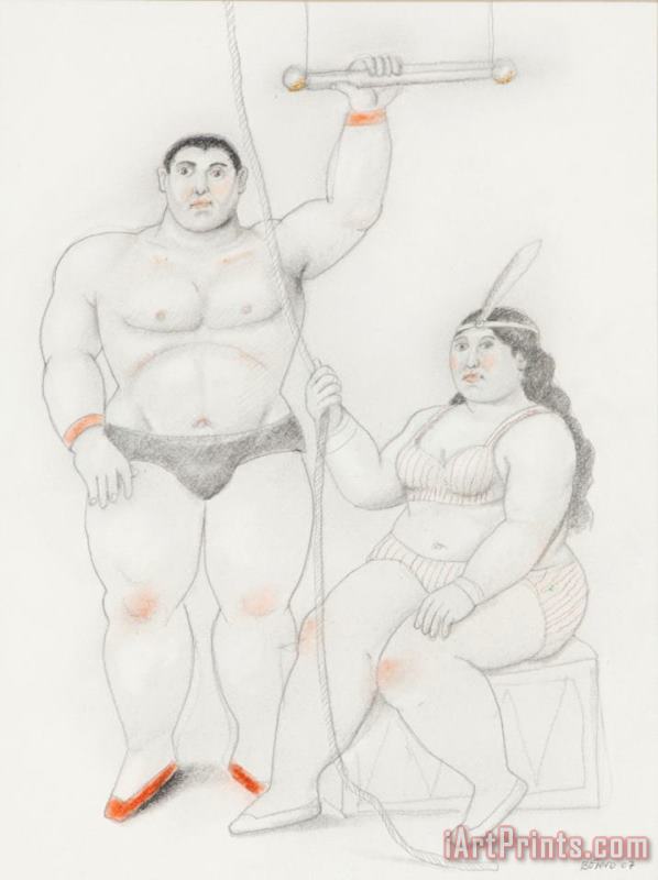 Fernando Botero Trapezist Couple with a Rope, 2007 Art Painting