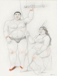 Fernando Botero Trapezist Couple with a Rope, 2007 painting