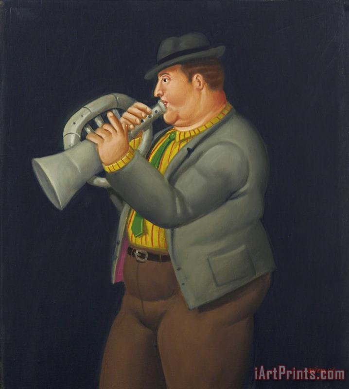 Trumpet Player, 2007 painting - Fernando Botero Trumpet Player, 2007 Art Print