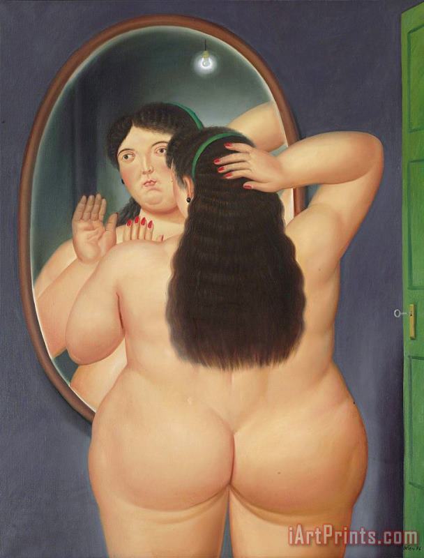 Woman in Front of a Mirror, 1986 painting - Fernando Botero Woman in Front of a Mirror, 1986 Art Print
