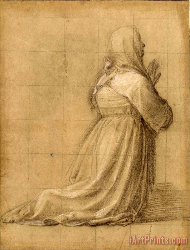 Woman Kneeling in Prayer, Seen From Behind (study for The Figure of St Catherine) painting - Fra Bartolomeo Woman Kneeling in Prayer, Seen From Behind (study for The Figure of St Catherine) Art Print