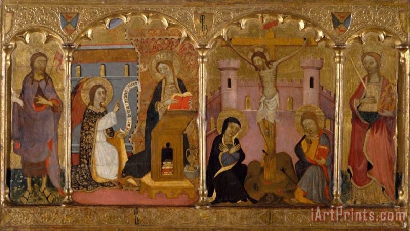 Francesc Comes Saint John The Baptist, Annunciation, Crucifixion And Saint Catherine of Alexandria Art Print