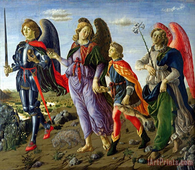The Three Archangels And Tobias painting - Francesco Botticini The Three Archangels And Tobias Art Print
